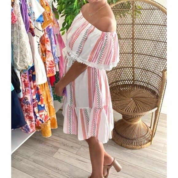 Anthropologie Mazik Beach Boho Vacation Coastal Flare Off The Shoulder Dress - Picture 10 of 10
